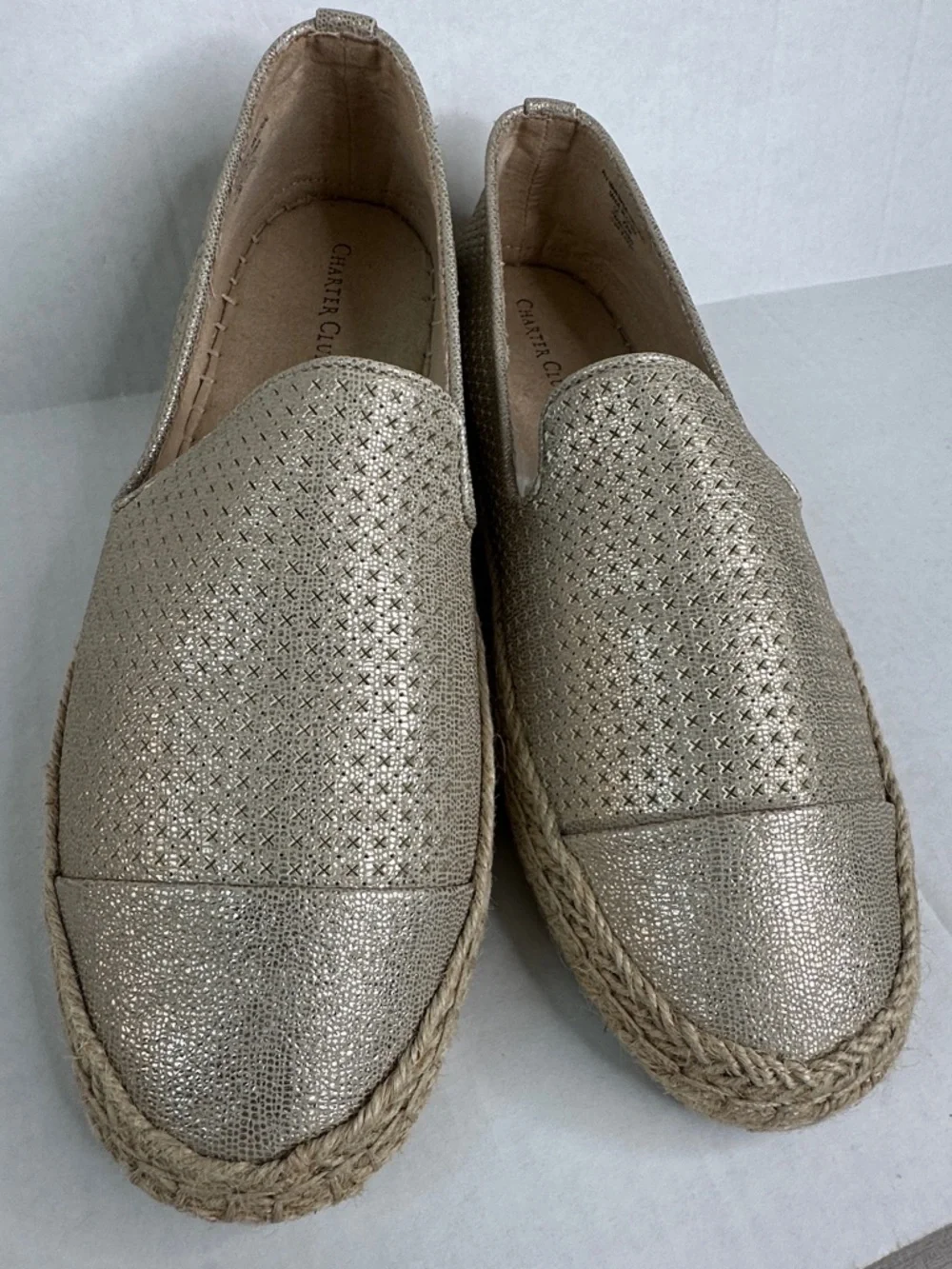 Charter Club Gold Metallic Espadrille Slip-On‎ Flats